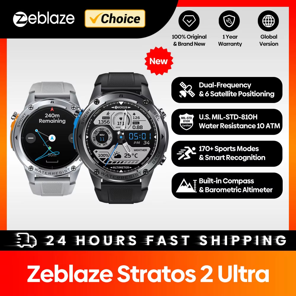 New Stratos 2 Ultra GPS Smart Watch Built-In Compass 